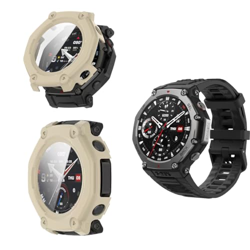 For Amazfit T-Rex 3 Pro 48mm �Ή� �P�[�X�ySUNZHXIN�zPC�S��+�t�C���� ��̌^ ���˒ጸ ���S�ی� �a������ �����h�~ �w��h�~ �����ȒP Amazfit T-Rex 3 Pro 48mm �p �P�[�X �J�o�[(�z���C�g