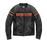 harley lederjacke herren xl Panzerung an Schulter und Ellbogen. Panzertasche am Rücken. 3M-Reflexion. Verbindungsmöglichkeit zwischen Jacke und Hose.