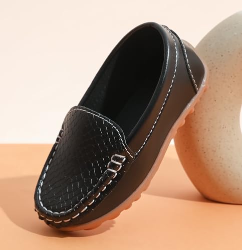 image for LONSOEN Toddler/Little Kid Boys Girls Soft Synthetic Leather Loafer Sl