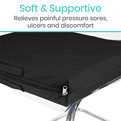 Vive Waterproof Wheelchair Cushion For Pressure Relief (18X16) - Memory Foam W/Gel Pad For Elderly Adults & Seniors - Fits On Most Seats & Recliners - 3" Thick Booster For Stadiums, Offices, & More #TOP6