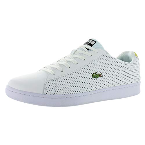 Lacoste Mens Carnaby Legacy Sneaker, White/Yellow Perforated, 10