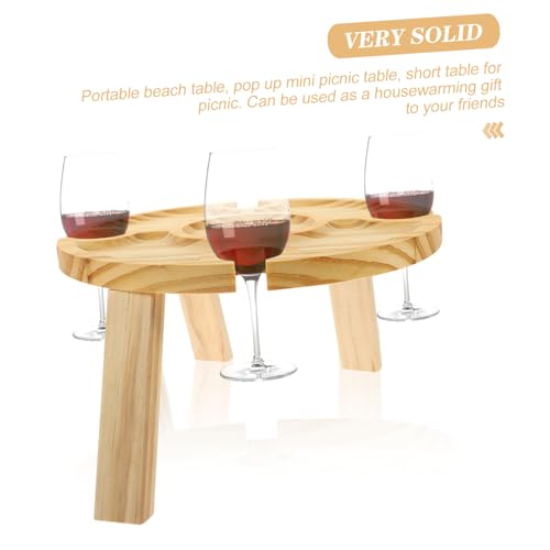 Table pliante bois compacte avec porte-verres à vin ergonomique