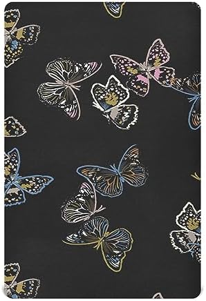 AIXIWAWA Flying Butterflies Crib Sheet for Baby Toddler, Fitted Breathable and Soft Mini Playard Sheet Pack n Play Crib Mattress