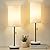 Luvkczc Minimalist Table Lamp Set of 2, Nightstand Lamp for Bedroom Living Room, Modern Pull Chain Bedside Lamp with Marble Base, Fabric Shade, Small Desk Lamp for Home, Office, Reading