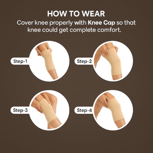 Image of Knee Cap Support Free Size Skin - Stretchable Compression Knee Sleeve Elastic Knee Support Unisex Knee Brace
