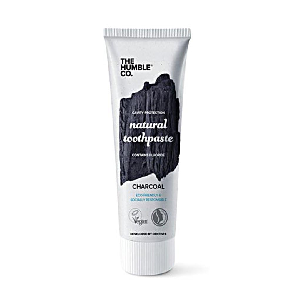 The Humble CO. - Natural Toothpaste - Charcoal - Caries Prevention - Natural Fluoride - Developed by Dentists - Designed in Sweden - Vegan & Cruelty-Free - Eco-Friendly Packaging - 75ml