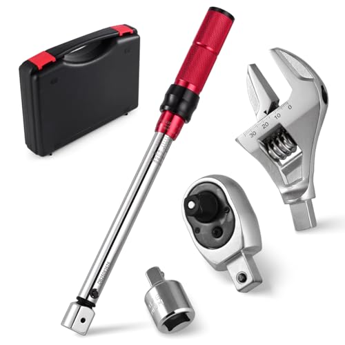 YKFLEXT Adjustable Torque Wrench, 10 to 60 Nm Open End Torque Wrench Set with 35mm Open End and 3/8 Drive Ratchet Changeable Head for Hvac Mini Split and Refrigeration