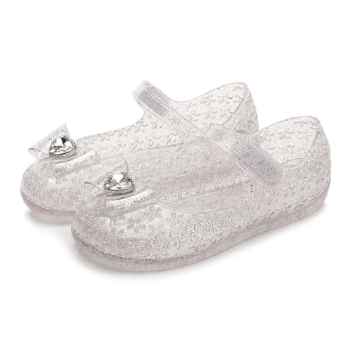 Little Girls Jelly Sandals Kids Toddler Princess Dress Up Birthday Dance Party Glitter Heart Bowknot Mary Jane Shoes2