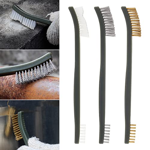 【The Best Deal】Origlam 3Pcs Mini Wire Brush Set, Rust Paint Metal Cleaner, Cleaning Welding Slag And Rust, Handy Steel/Nylon/Brass Brush Set Suitable For Cleaning Paint/Rust/Dirt #TOP2