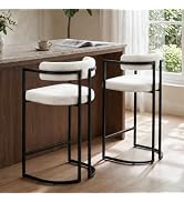 chairus 2PCS Tabourets de Bar Modernes, Chaises Hautes Cuisine, Blanc | Fausse Fourrure, Structur...