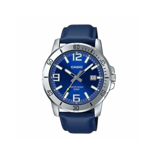 Relógio Masculino Casio Prata e Azul Data Pulseira de Couro
