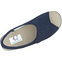 Zapatilla de Rejilla de Nailon para Mujer - Ajustable con Velcro - Punta Abierta para Verano. Anatómica. Ancho Normal. Marino Talla 41