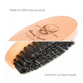 Alternative view of Boar Bristle Hair Beard Brush for Men, Pocket Travel Men's Wooden Small Soft Beard Brush (Skull)