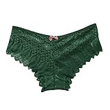 Damen Lace Dessous UnterwäSche HeißE HöSchen Frauen HäKeln Up HöSchen Sexy UnterwäSche AushöHlen Reizvolle SpitzenhöSchen UnterwäSche Mit Niedriger Taille (dunkelgrün,M)