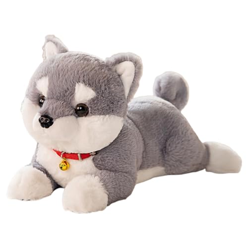 Chien en peluche allongé de 38 cm avec clochette pour bébé et enfant