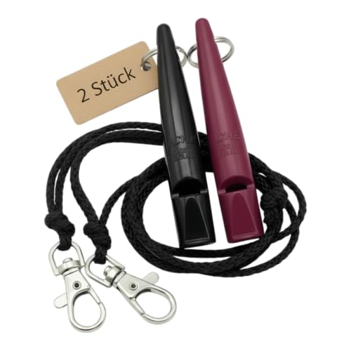 ACME Hundepfeife No. 211,5 mit Pfeifenband | Im Doppelpack | 2 Pfeifen inklusive 2 Bänder | Ideal für den Rückruf - Laut und weitreichend (Black + Purple)