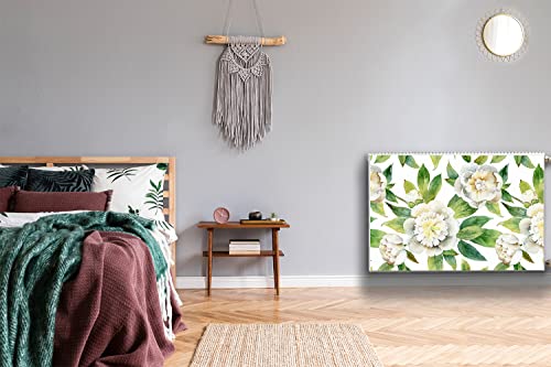 Cache radiateur vert 90x60cm solution magnétique pour masquer aération et défauts pivoines