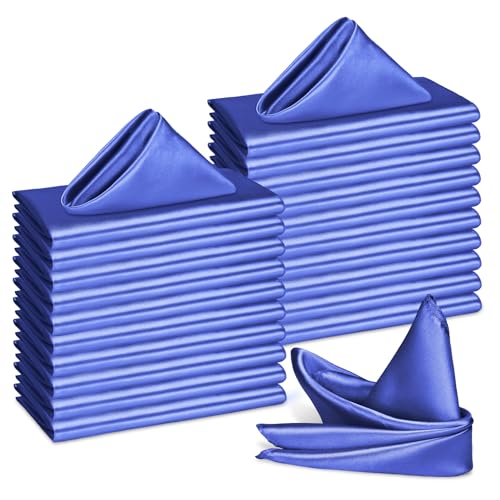 Bailarina 120 Pack Royal Blue Satin Napkins,17x17 Inches Wedding Napkins Square Soft Silky Table Napkins Bulk Decorative Elegant Cloth Napkin for Party Decoration, Banquet,Wedding,Graduation