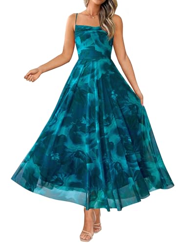 BTFBM Women Summer Floral Maxi Dresses Elegant Spaghetti Strap Dress