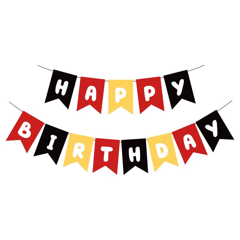 Image of ZHENGYE Happy Birthday Banner Sign Party Decoration for Kids Girls Adult Birthday Party Decorations Supplies(Black Red)
