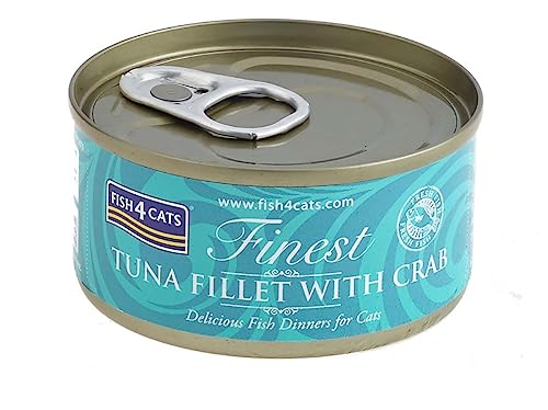 Fish4Dogs - Fish4Cats Latas Naturales para Gato - 1975 - 70 Grs. (Lata), Atún con Cangrejo