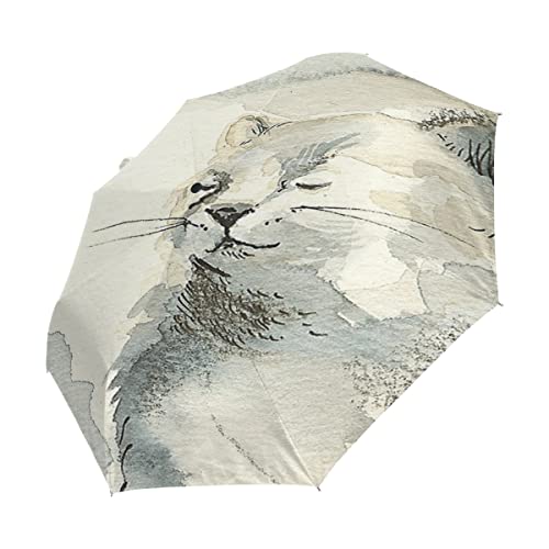 Parapluie Pliable Chat Blanc Artistique Idéal pour le Voyage