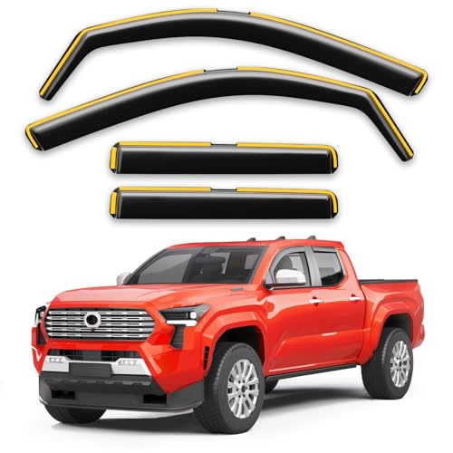 Saleago in-Channel Window Rain Guards Fit for Truck Toyota Tacoma 2024-2026 Double Cab with 4 Full-Size Doors Extra Durable Window Deflectors Window Visors Vent Shades Vent Visors Car Accessories