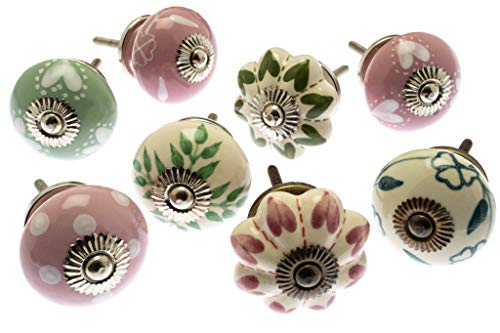 Mango Tree Gemischt Set mit Pink, Eau de nil & Grau Schrankknöpfe aus Keramik x 8 (MG-193) TM Produkt Cover