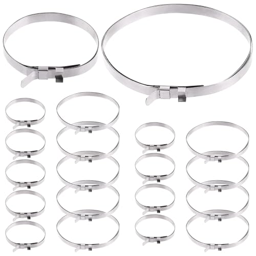 Swpeet Lot de 10 colliers de serrage en acier inoxydable, 10 petites et 10 grandes bandes à sertir, 4,6 cm - 8,9 cm, 4,6 cm - 22,9 cm sans trou - Colliers de...