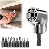 2025 New 105 Degree Right Angle Drill Adapter, Corner Tool Screw Hub with Multi-function Bend Screwdriver Bit, 1/4