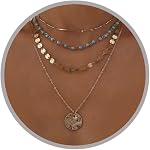 Boho Necklaces for Women Layered Turquosise Beaded Necklace Western Jewelry for Women Cowgirl Cowboy Country Necklace Sequin Coin Necklaces Country Concert Accessories Bohemian Boho Western Jewelry