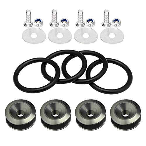Rolling Gears JDM Bumper Quick Release Front Rear Bumper Fasteners, 4 Piece (Gray), 4 x O-Ring