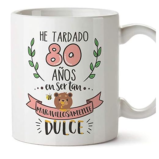 MUGFFINS Taza 80 Cumpleaños -Regalos Originales y Divertidos para Aniversarios y Cumpleañeros