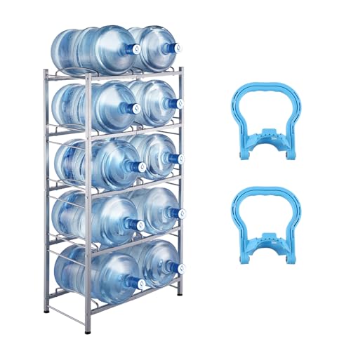 VEVOR Rack à Bonbonnes à 5 Niveaux et 2 Rangées, Support Bouteille d’Eau de 18,9 L, Capacité...