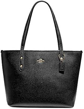 Coach Mini Leather City Zip Tote Purse - Black - #22967, Black, 10