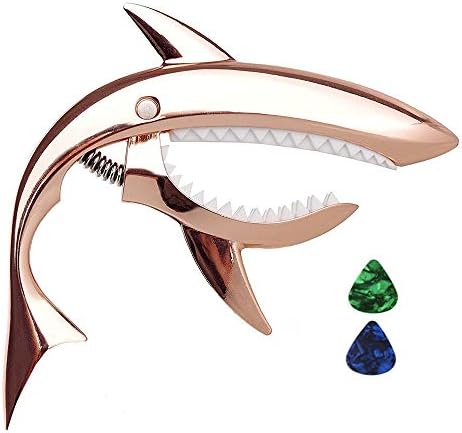Imelod Zinc Alloy Guitar Capo Shark Capo for Acoustic and Electric Guitar with Good Hand Feeling, No Fret Buzz and Durable(Rose Gold)