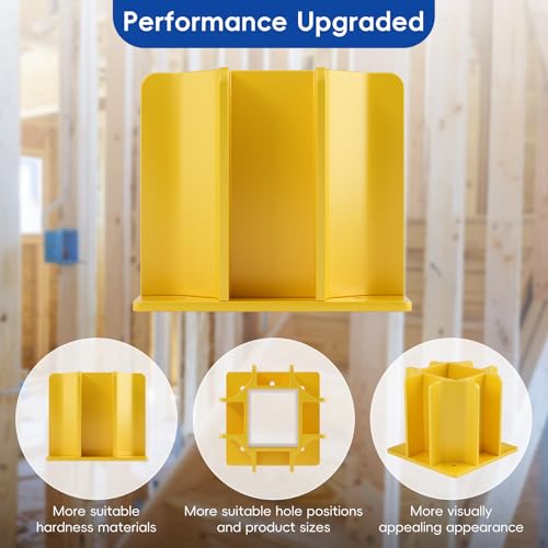 Image of 16-Pack Yellow Guardrail Base Boot with Toe Board Slot, Reusable Fall Protection Base for Scaffolding, Temporary Guardrail Systems for Residential and Commercial Construction