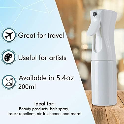Hair Spray Misting Bottle, 200ml Refillable Fine Mist Sprayer Bottle, Ultra Fine Continuous Water Mister For Salon, Gardening, Plants & Skin Care, White