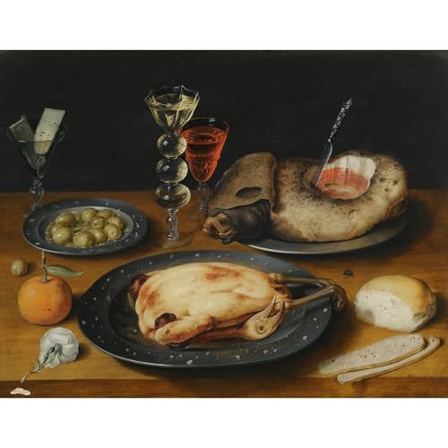 Impression d'art toile nature morte poulet frit décor mural élégant grand format 127x101.6