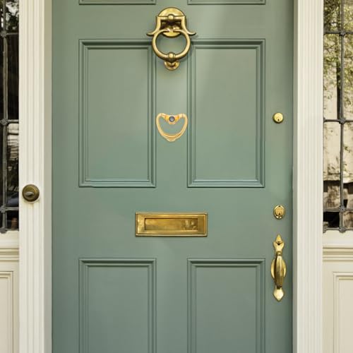 Aldaba de puerta vintage con anilla resistente dorada y visor de seguridad tradicional 7