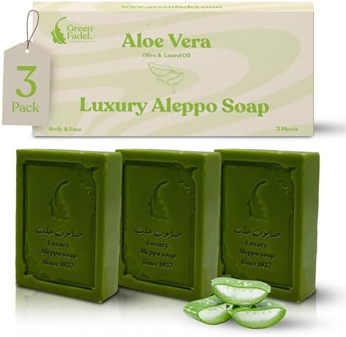  Original Aleppo Soap con aroma di Oud e Amber, Olive Oil e Bay Oil, 3 Pezzi - Per Uso Daily - Certificato Naturale da A