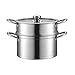 Heavy 2 Livello in Acciaio Inox Vaporetti, Steamers, Verdure a Vapore Inserire Padelle Set, Coperchio Vetro temperato, 26cm Fondo Composito