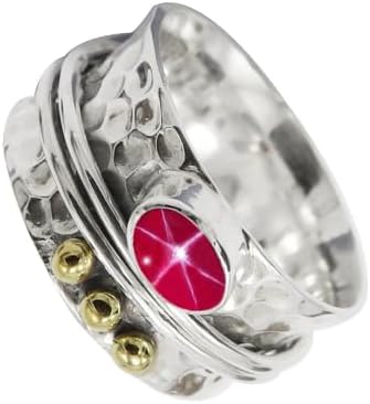 Pink Sapphire Linde Star Lab Grown Gemstone Silver plated Meditation Ring For Me