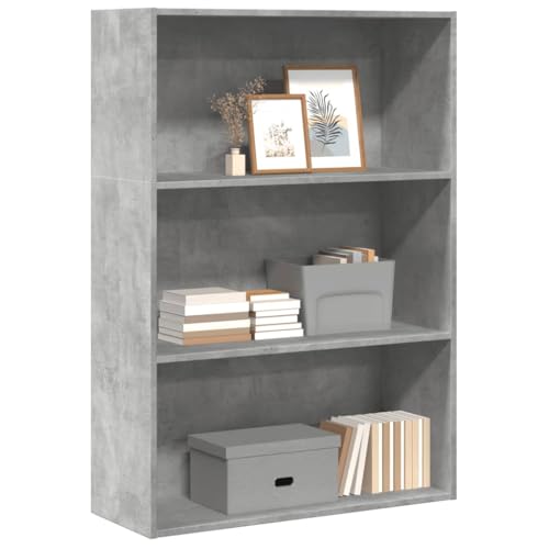 UJCHVHN Item-Librería gris hormigón 80 x 30 x 114 cm, madera de ingeniería, estanterías, estanterías y estantes de pie