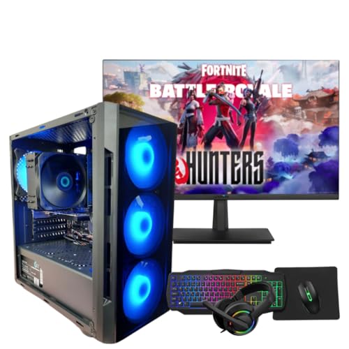 Asset Technologies Storm 5.3 PC Desktop, NVIDIA GT710 2GB GPU, 8GB RAM, 256GB SSD + 1TB HDD, Windows 10 Pro Bundle with 24'' Monitor, RGB Keyboard & Headset – Fast Performance Gaming Setup