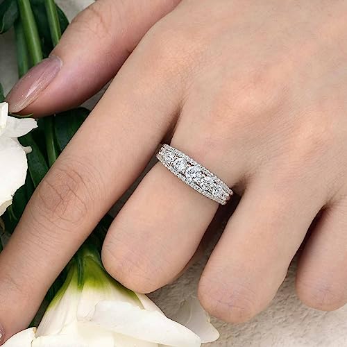 SHELOVES Sterling Silver Eternity Bands for Women Simulated Diamond Cubic Zirconia Wedding Rings3