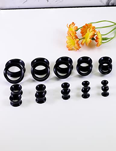 Yaalozei 6G-25mm Thin & Thick Silicone Ear Gauges Stretching Kit Flexible Tunnels Plugs for Ear Expander Gauge Earlets Plug Set Gauges Kit2