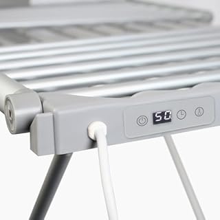 Fishtec - Étendoir à Linge Electrique Pliable en Aluminium Sèche Serviette Salle de Bain Chauffant 18 Barres 230 W 145CM Argent Séchage Rapide et Sécurisé (avec minuteur)