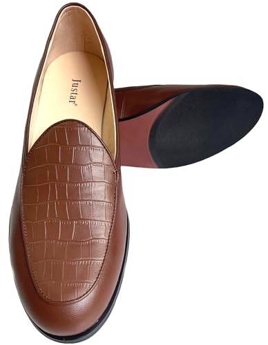 Image of Justar Men's Leather Comfort Loafers Slip-On Tuxedo Dress Shoes for Business Casual Office