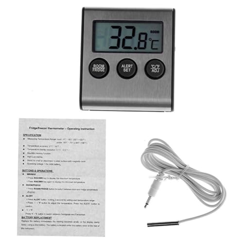 ARTSEWPLY Termometro Frigorifero con Allarme Alta Bassa Temperatura Display LCD Compatto e Preciso Consumo per Cucina e Conservazione Alimentare